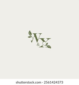 luxury wedding monogram design WX bold initial concept letter organic leaf logo