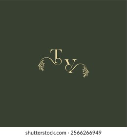 luxury wedding monogram TY logo design concept letter organic leaf initial