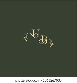 luxury wedding monogram UB logo design concept letter organic leaf initial