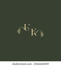 luxury wedding monogram UK logo design concept letter organic leaf initial