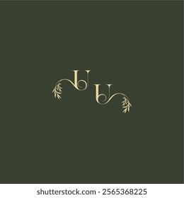 luxury wedding monogram UU logo design concept letter organic leaf initial