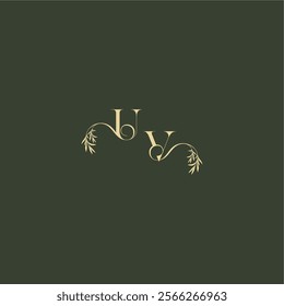 luxury wedding monogram UV logo design concept letter organic leaf initial