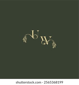 luxury wedding monogram UW logo design concept letter organic leaf initial