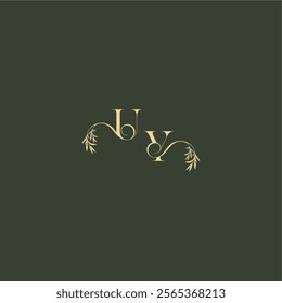 luxury wedding monogram UY logo design concept letter organic leaf initial