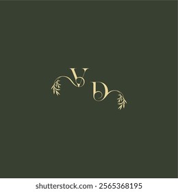 luxury wedding monogram VD logo design concept letter organic leaf initial