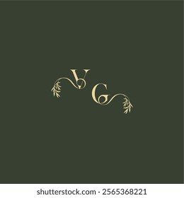 luxury wedding monogram VG logo design concept letter organic leaf initial