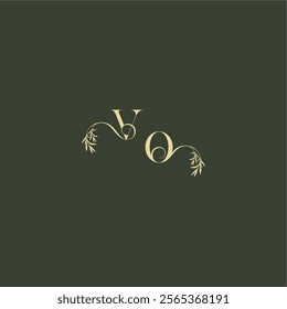luxury wedding monogram VO logo design concept letter organic leaf initial