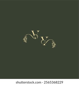 luxury wedding monogram VY logo design concept letter organic leaf initial