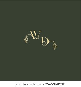 luxury wedding monogram WD logo design concept letter organic leaf initial