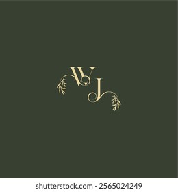 luxury wedding monogram WJ logo design concept letter organic leaf initial