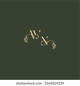 luxury wedding monogram WN logo design concept letter organic leaf initial