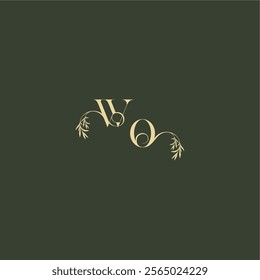 luxury wedding monogram WO logo design concept letter organic leaf initial