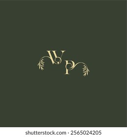 luxury wedding monogram WP logo design concept letter organic leaf initial