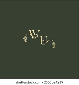 luxury wedding monogram WU logo design concept letter organic leaf initial