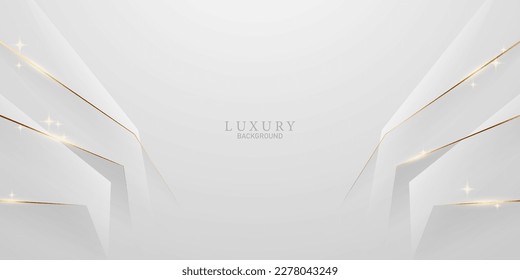 fondo abstracto blanco de lujo con elementos dorados brillantes ilustración vectorial