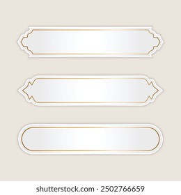 luxury white arch arabic islamic text box title frame border set with ornamental illustration forr invitation card template