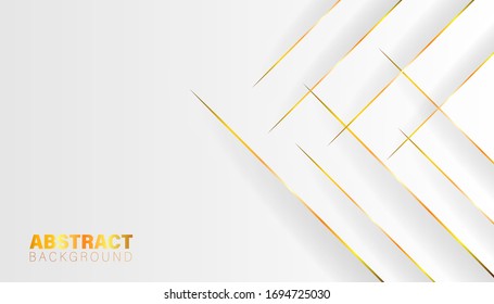 Luxury white background. Abstract polygonal pattern white with gold lines. Vector illustration background for your graphic design.