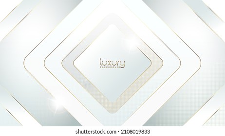 Luxus-weißer Hintergrund kombiniert mit leuchtenden goldenen Linien und Punkten. Eleganter, moderner Hintergrund. EPS-Vektor