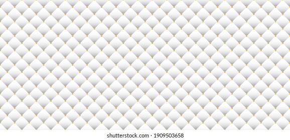 Luxury white background with golden beads. Seamless vector illustration. 
