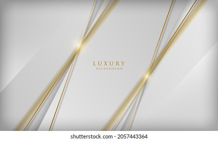 Luxury white background with golden blur line elements. Elegant 3d realistic style design template.