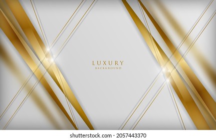 Luxury white background with golden blur line elements. Elegant 3d realistic style design template.