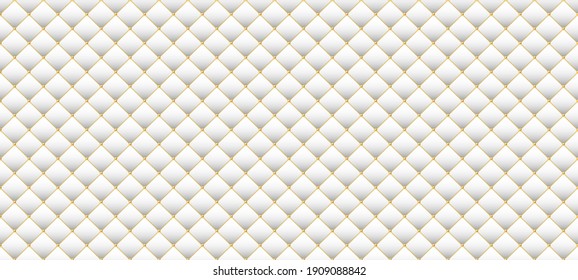 Luxury white background with golden chains and beads. Seamless vector illustration. 