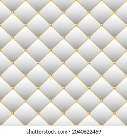 Luxury white background with golden chains and beads. Vector illustration.