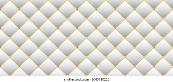 Luxury white background with golden chains and beads. Vector illustration.