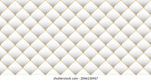 Luxury white background with golden chains and beads. Vector illustration.
