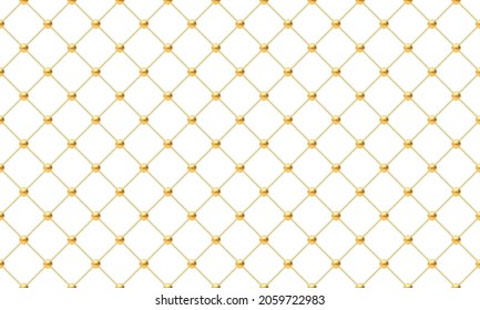 Luxury white background with golden chains and beads. Vector illustration.