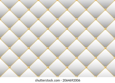 Luxury white background with golden chains and beads. Vector illustration.