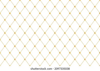 Luxury white background with golden chains and beads. Vector illustration.