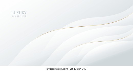 Fundo branco de luxo com curvas douradas. Vetor. Modelo, certificado, capa e apresentação do sítio Web.