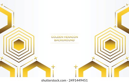 luxury white background with golden hexagon design