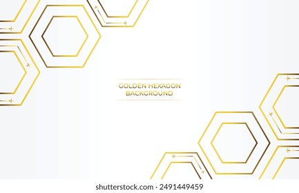 luxury white background with golden hexagon design