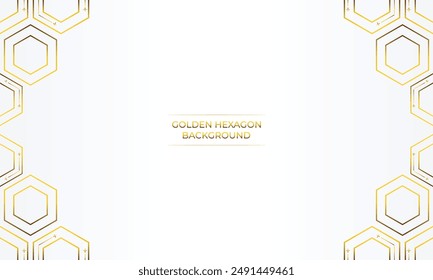 luxury white background with golden hexagon design