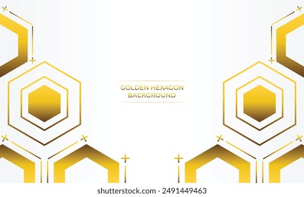 luxury white background with golden hexagon design