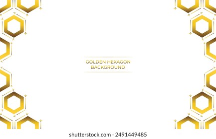luxury white background with golden hexagon design