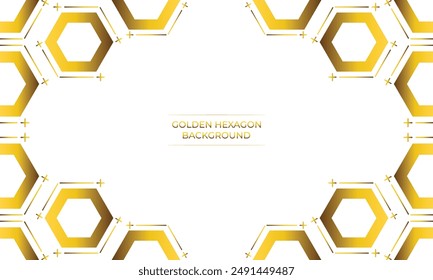 luxury white background with golden hexagon design