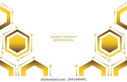 luxury white background with golden hexagon design