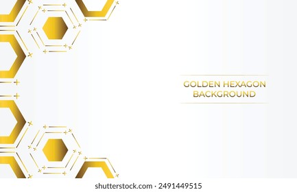 luxury white background with golden hexagon design