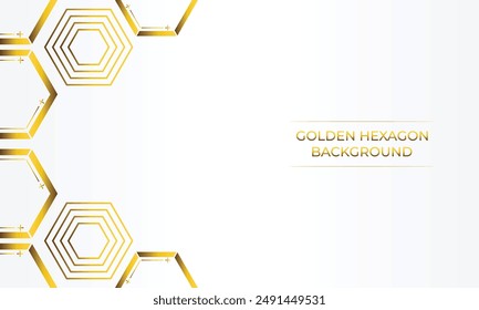 luxury white background with golden hexagon design