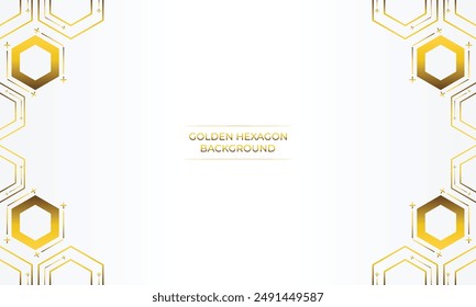 luxury white background with golden hexagon design