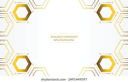 luxury white background with golden hexagon design