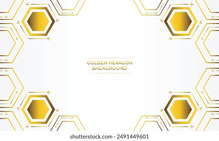 luxury white background with golden hexagon design