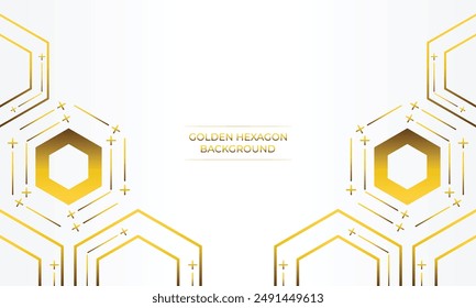 luxury white background with golden hexagon design