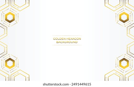 luxury white background with golden hexagon design