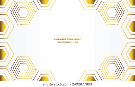 luxury white background with golden hexagon design	