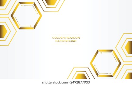 luxury white background with golden hexagon design	