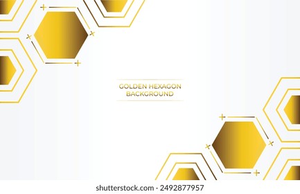 luxury white background with golden hexagon design	